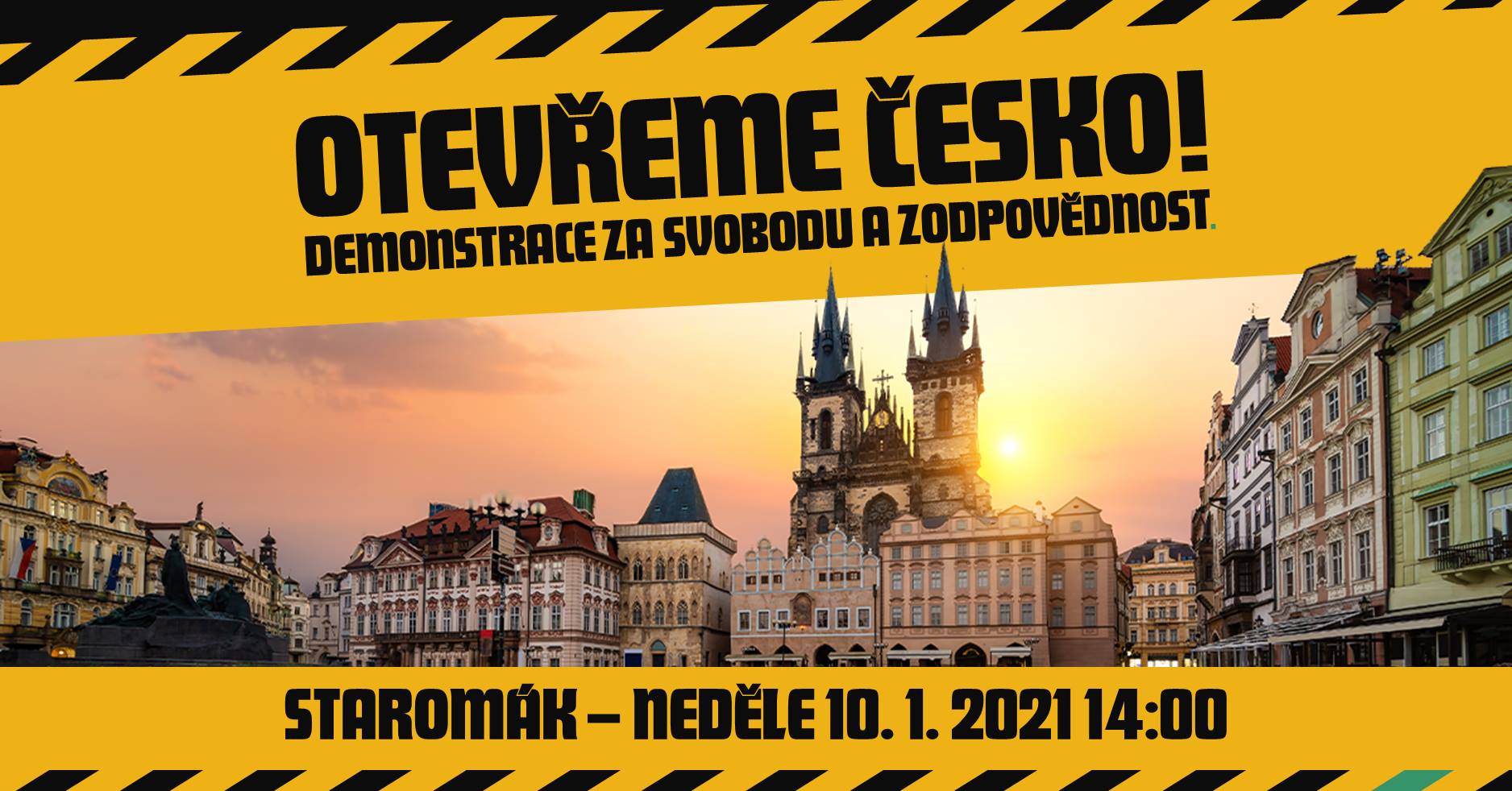 Demonstrace v Praze 10. 1. 2021 na Staromáku