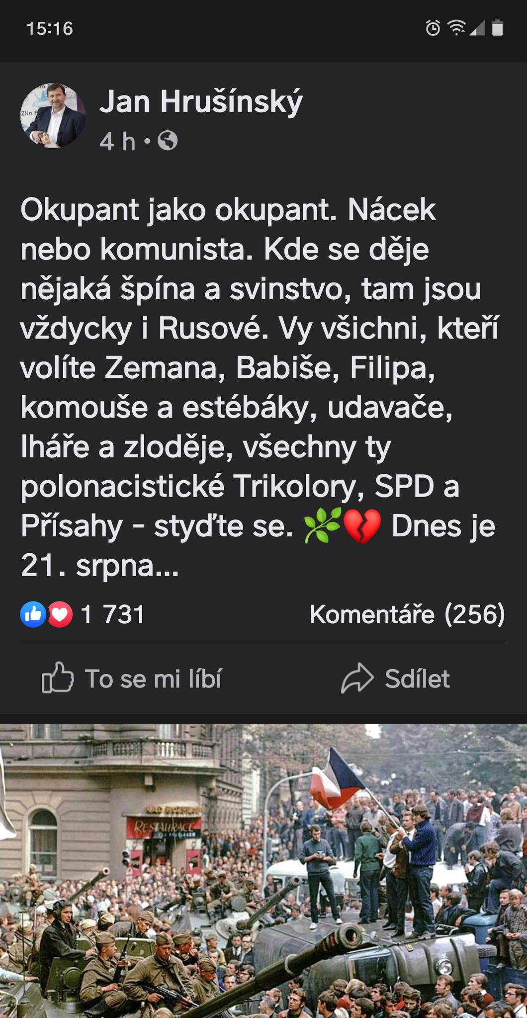 Jan Hrušínský „povoláním syn“ opět provokoval